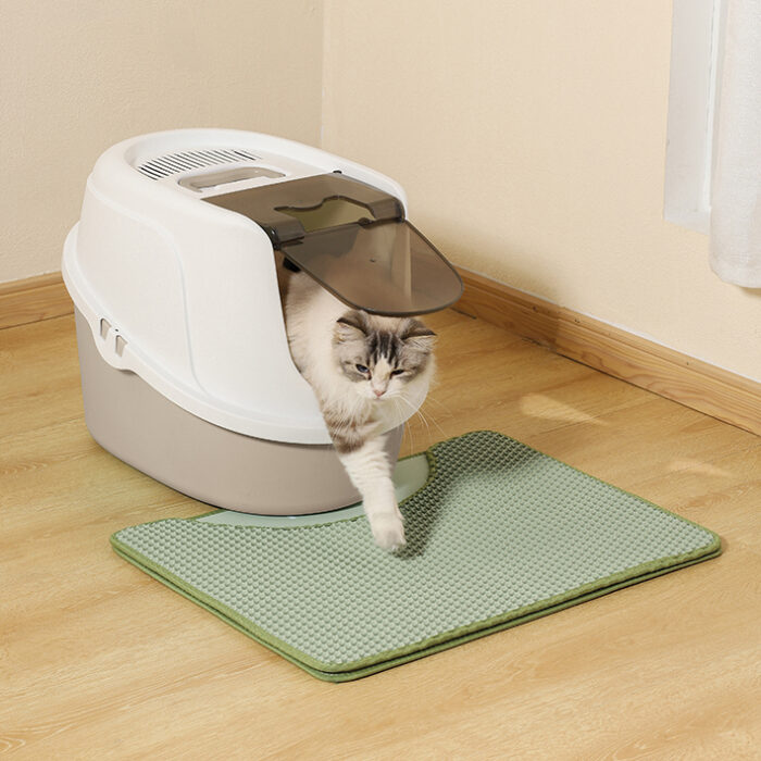 web_0010_M-PETS_20117803_DUPLEX Cat Litter Mat_Horizontal_Green_Desert-Stone_Lifestyle with cat_3